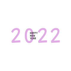 Wall Mural - Happy New Year 2022 text design. Cover of business diary for 2022 with wishes. Brochure design template, card, banner. Vector illustration. Isolated on white background.	