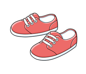 Red sneakers shoes isolated cartoon vector