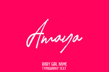 Wall Mural -  Amaya Baby Girl Name in Stylish Cursive Brush Typography Text on Pink Background