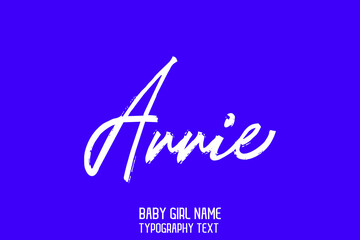 Wall Mural - Annie Baby Girl Name Handwritten Lettering Modern Typography on Blue Background