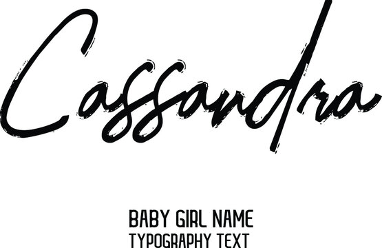 Cassandra Baby Girl Name in Stylish Lettering Brush Calligraphy Black Color Text