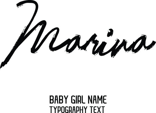 Marina Female Name in Stylish Lettering Cursive Calligraphy Text