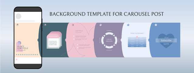editable template for carousel post in social network