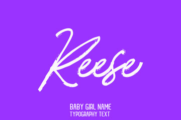 Wall Mural - Elegant Cursive Text Lettering Sign Baby Girl Name Reese on Purple Background
