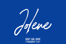 Jolene Baby Girl Name Handwritten Lettering Modern Calligraphy  On Blue Background