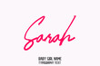 Sarah Pink Color Calligraphy Text Girl Baby Name
