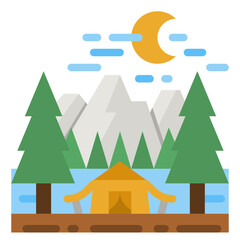 Canvas Print - camping flat icon