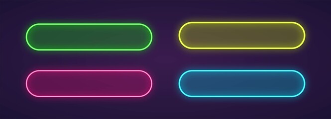 Poster - Vector neon button for web design, app, game and interface.