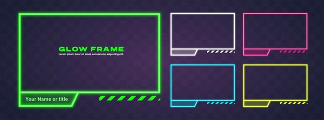 Poster - Neon monochrome lanscape futuristic border with copy space. Set of abstract futuristic frame background.