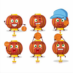 Sticker - Talented red chinese lamp cartoon character as a basketball athlete