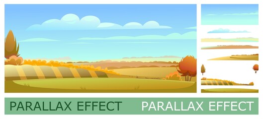 Wall Mural - countryside landscape with vegetable gardens and pastures. solid layers for folding the picture with