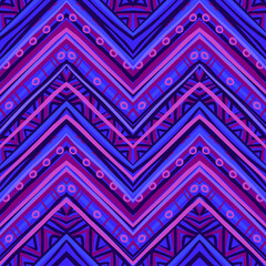 Ethnic zigzag pattern in retro colors, aztec style seamless vector background