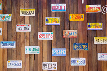 Collection Of Old Vintage License Plates