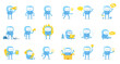 Robot boy. Character big pack. Cute Robot mascot set. Cartoon vector illustrations.