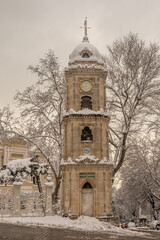 Wall Mural - Yildiz Hamidiye Clock Tower at Snowy Day, Istanbul