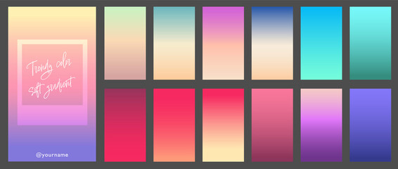 Poster - Trendy Soft color gradients. Background for app, flyer, invitation, poster, brochure, banner. Simple modern design. Retro vibrant palette.