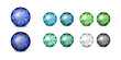 Vector 3d Realistic Gemstone, Crystal, Rhinestones Icon Set Closeup Isolated. Jewerly Concept. Design Template, Clipart. Colored Gems, Crystals, Rhinestones, Gemstones, Top, Side View