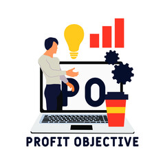 PO - Profit Objective acronym. business concept background. vector illustration concept with keywords and icons. lettering illustration with icons for web banner, flyer, landing pag