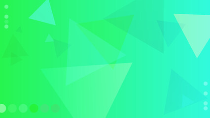 Poster - Abstract gradient green background with triangle shapes and circles. Vector stock illustration.