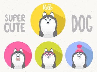 Sticker - set husky