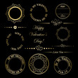 © olenadesign - set of golden romantic frames and dividers with hearts for valentine day - vector decorative design elements