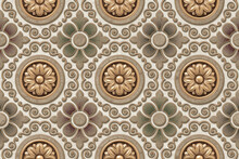 3D Golden Flower Wall Tiles Design, Print In Ceramic Industries Beautiful Set Of Tiles In Traditional Style In Wall Decor Design
