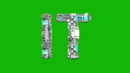 Poster - IT blue and grey metal text in cyberpunk style, isolated - loop video