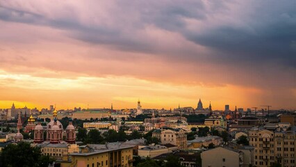 Wall Mural - Amazing time lapse of Moscow and Kremlin. Beautiful clouds moving over city