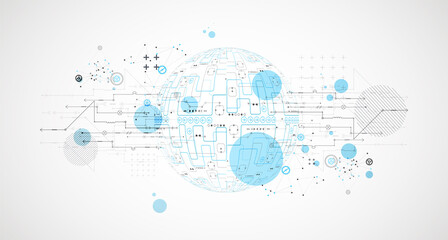 Poster - Abstract technology sphere background. Global network consept.
