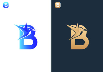 Letter B Bird Logo Design Template for Travel, tour, freedom and peace business