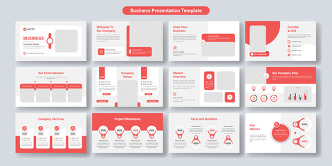 Wall Mural - Creative business PowerPoint presentation slides template design. Use for modern keynote presentation background, brochure design, website slider, landing page, annual report, company profile