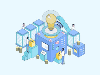 Wall Mural - crowdfunding isometric illustration lineal color. suitable for mobile app, website, banner, diagrams
