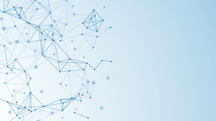 Poster - Vector blue abstract background. Texture of damaged network, thin plexus, connections. Dots and lines of wave pattern, frame. Bright constellations. Banner of medicine, websites, technologies.