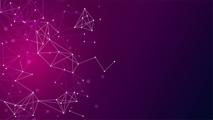 Poster - Vector abstract background. Texture of damaged network, thin plexus, connections. Dots and lines of wave pattern, neon glow frame. Bright constellations. Banner of medicine, websites, technologies.