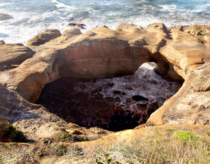 Poster - Devil's punchbowl along the Oregon Coast.