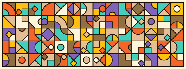 Poster - abstract geometric pattern design in colorful retro style. vector illustration.