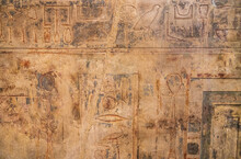 Stone Slab With Egyptian Hieroglyphs With Spots, Scratches And Flaws