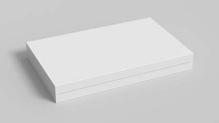 Wall Mural - Flat box mock up: White gift box on white background. Side view.