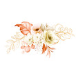 © KeepMakingArt - Golden Floral Arrangement of Soft Watercolor and Line Art Flowers