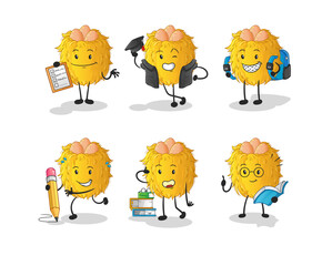 bird nest education set character. cartoon mascot vector