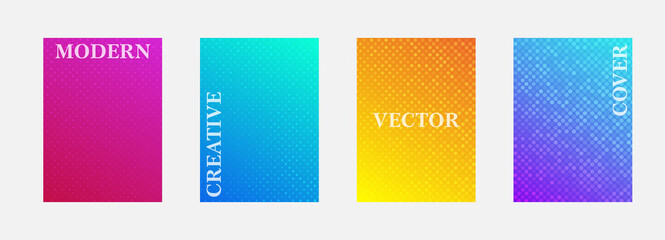 Leinwandbilder - Vector halftone cover design templates. Layout set for covers of books, albums, notebooks, reports, magazines. Dot halftone gradient effect, modern abstract design. Planner and diary cover for print.
