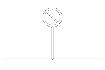 Traffic sign. Illustration of traffic signs in single continuous line drawing style. Warning is prohibited from entering. Vector illustration