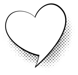 Poster - Heart shape speech balloon in vintage comic style