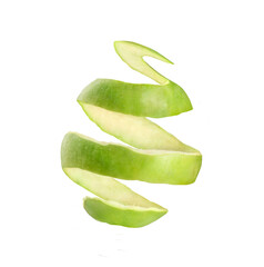 Wall Mural - green apple skin on white background