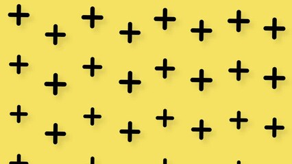 Poster - Pattern of black geometric shapes in retro, memphis 80s 90s style. Animated vintage abstract background. Seamless pop art design. 4K video motion