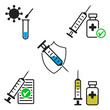 vaccine icon set, vaccine step by step symbol, vector illustration
