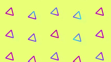 Poster - Pattern of geometric shapes in vibrant gradient holographic neon colors. Retro, memphis 80s 90s style. Animated vintage abstract background. Seamless pop art design. 4K video motion