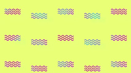 Poster - Pattern of geometric shapes in vibrant gradient holographic neon colors. Retro, memphis 80s 90s style. Animated vintage abstract background. Seamless pop art design. 4K video motion