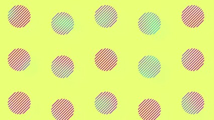Poster - Pattern of geometric shapes in vibrant gradient holographic neon colors. Retro, memphis 80s 90s style. Animated vintage abstract background. Seamless pop art design. 4K video motion