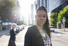 Portrait Of Black Business Executive On City Street